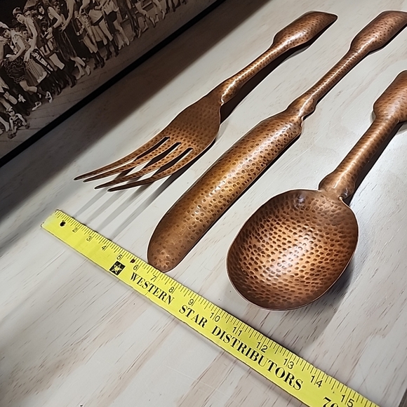 Oversized Hammered Bronze Utensils - Picture 5 of 5